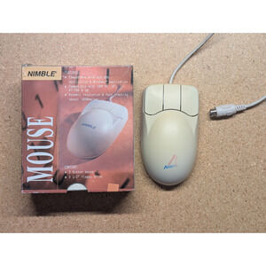 Vtg Nimble 3-Button Ball Mouse 3120 Wired PS/2 Beige w Box 90s *NO DRIVERS*